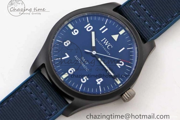 MIROTIME 0710 BestValue Mark XVIII IW328101 Black Ceramic M+F 1:1 Best Edition Blue Dial on Blue Nylon Strap A 7058